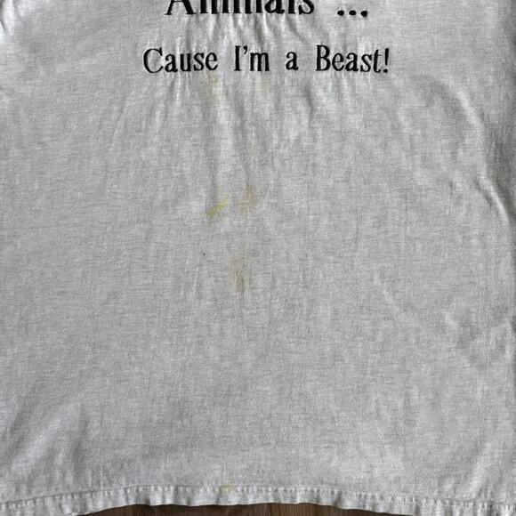 Vintage Quote T-Shirt Funny Size L Gray Hope You Like Animals Gray WORN - Picture 4 of 9
